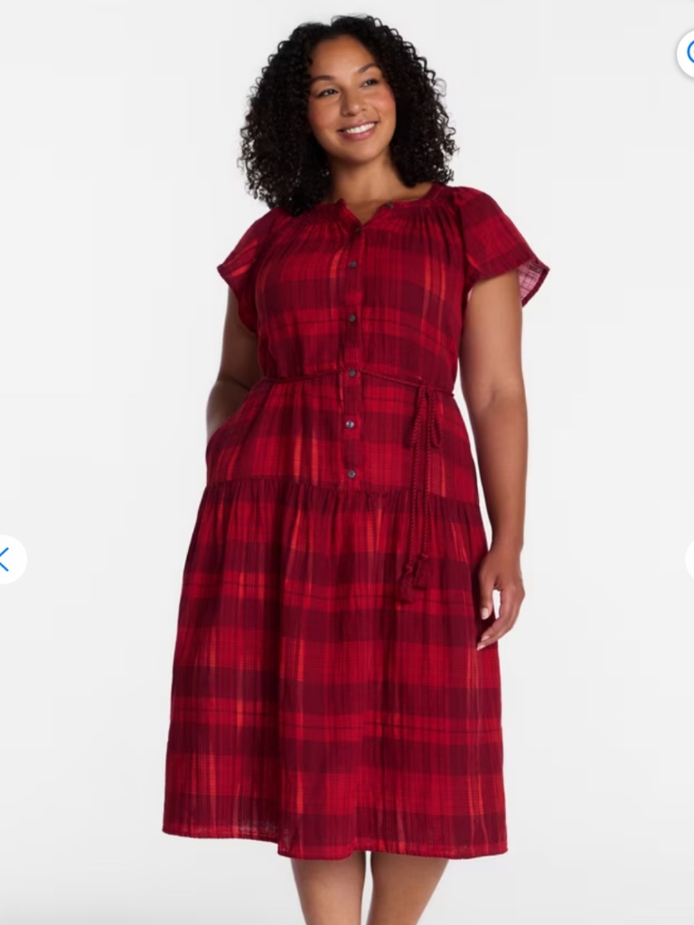 Time and Tru Women's and Women's Plus Double Cloth Midi Dress
